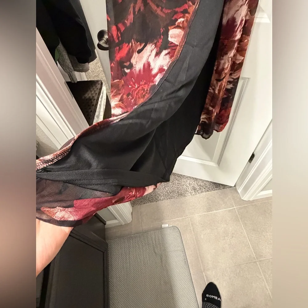Lulus Flowery Passion Burgundy Floral Print Cowl Neck Midi Dress size small - Picture 5 of 8